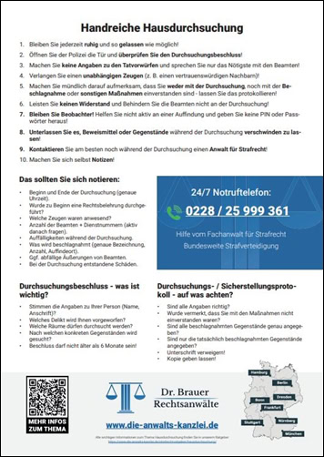 Vorschaubild Handreiche Hausdurchsuchung - Checkliste